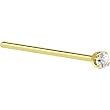 Solid 14KT Yellow Gold 2mm Genuine Diamond Straight Fishtail 3/4 - 20 Gauge