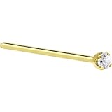 Solid 14KT Yellow Gold 2mm Genuine Diamond Straight Fishtail 3/4 - 20 Gauge