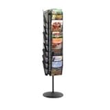 Safco Products Company SAF5577BL Magazine Stand- Mesh- 30 Pockets- 16-.50in.x16-.50in.x66in.- Black