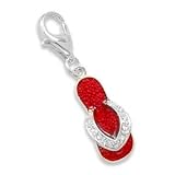 Red Enamel and Crystal Sandal Charm with Lobster Clasp 21 iziEiyL. SL160 Red Enamel and Crystal Sandal Charm with Lobster Clasp