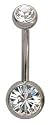Double Jeweled belly button ring GlitZ JewelZ ? - available sizes 1/4' (6MM), 5/16 (8mm), 3/8 (10mm-) or 1/2 (12mm)