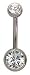 Double Jeweled belly button ring GlitZ JewelZ ? - available sizes 1/4' (6MM), 5/16 (8mm), 3/8 (10mm-