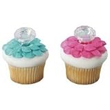 Large Diamond Cupcake Ring Toppers - 12ct