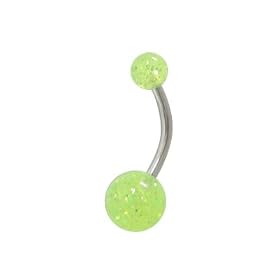 Green Glitter Ball Acrylic Belly Button Ring