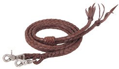 Round Braided Leather Spilt Rein - 1/2 x 7'