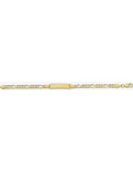 3.5mm 14k Concave Figaro Baby ID Bracelet 5.5"