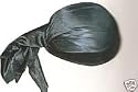 Black Satin Caribbean PIRATE HEADWRAP Skull Cap Bandana