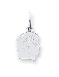 14k White Gold Etched Small Facing Right Engravable Girl Charm