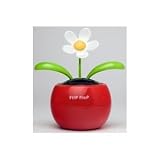 Solar powered Red Flip Flap pot with swaying flowerIMAGE