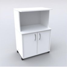 White Microwave Cart with Doors White Finish
