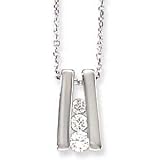14K White Gold Round Diamond 3-stone Ladder Necklace 18 D.25ctw