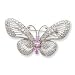 Jewelry : Sterling Silver Pink and Clear CZ Butterfly Pin