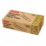 ACCO 72525 ACCO Recycled Paper Clips, Jumbo, 100 clips (Pack of 10)