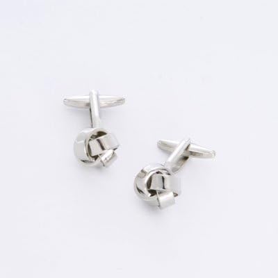 Silver Knot Cufflinks and Personalized Case