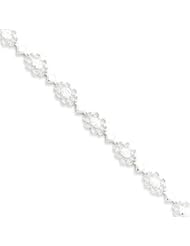 Sterling Silver Polished Fancy Floral CZ Bracelet