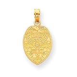 14k Polished Flat-Backed Police Officer Bade Pendant