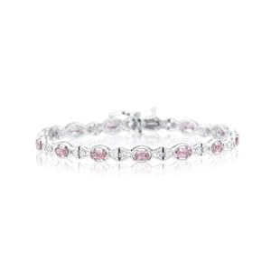 0.39 Ct Diamond and 3.01 Ct Pink Tourmaline Bracelet in 14K White Gold by