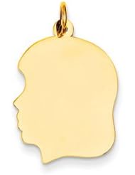 Genuine IceCarats Designer Jewelry Gift 10K Plain Medium .013 Gauge Facing Left Engravable Girl Head Charm