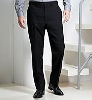 Big & Tall Supercrease® Active Waistband Flat Front Straight Fit Trousers with Wool