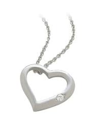 Girls Sterling Silver Genuine White Topaz Heart Pendant
