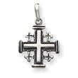 Sterling Silver Antiqued Jerusalem Crusader Pendant with 20 Inch Sterling Silver Chain