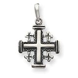 Sterling Silver Antiqued Jerusalem Crusader Pendant