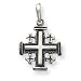 Sterling Silver Antiqued Jerusalem Crusader Pendant with 20 Inch Sterling Silver Chain