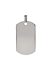 Plain Italian Sterling Silver Military Medium Dog Tag Pendant 1.85"