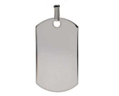 Plain Italian Sterling Silver Military Medium Dog Tag Pendant 1.85