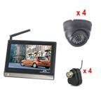 4 24 IR LED 540TVL CCD Wired Cameras & 4 Wireless Converters & 7 LCD 2.4GHz Monitor Kit KT-401+WRC840+AVS-V358U