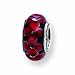 Ster. Silver Reflections Red Black Murano Glass title=