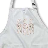 Three Cats Standing Outline Art Drawing - Waist Apron With Pockets