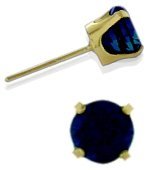 0.60Ct. Genuine 4mm Round Sapphire 14 Karat Yellow Gold Stud Earrings
