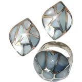 Earring Ring Set Silver Gemstone Jewelry