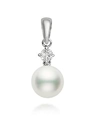PremiumPearl 9-13mm White South Sea Cultured Pearl Pendant AAA Quality 18k Gold & Diamonds