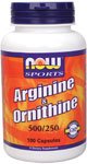 Arginine & Ornithine by NOW Foods - (500/250mg - 100 Capsules)