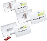 DURABLE - Porte-badge Click Fold, avec pince combi, 75 x 40 mm, en plastique PP, épingle ou pince pour fixation, ou attache, manipulation simple, insertion en bla
