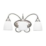 Sea Gull Lighting Monteclaire Collection Three-Light Vanity, Antique Brushed Nickel Finish with Etched White Alabaster Glass #44105-965