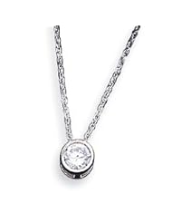 Sterling Silver CZ Pendant on 18 Chain Necklace - 18 Inch