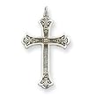 Sterling Silver Oxdz Diamond-Cut Cross with 20 Inch Chain