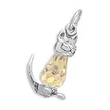 Cat Charm with AB Crystal Body Sterling Silver