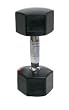 TKO 854RX-MC-12 SDS Rubber Encased HEX Dumbbell with 31mm Contour Handle - 12 Lbs - Black