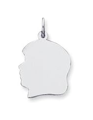 14k White Gold Plain Large Facing Left Engravable Girl Charm