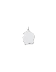 14k White Gold Plain Large Facing Left Engravable Girl Charm