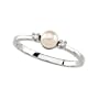 04.50 Mm 14K White Gold Cultured Pearl And Diamond Ring