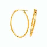 14k Gold Oval Hoop Earrings
