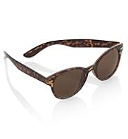 Mock Tortoiseshell Round Frame Sunglasses