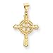 14k Polished Diamond-cut Celtic Cross Pendant