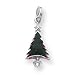 Sterling Silver Rhod Enameled Green Christmas Tree Charm