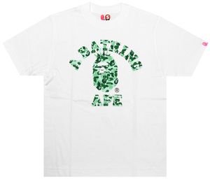 Size【SHORT】A BATHING APE(エイプ) APEE仙台限定 APEE版仙台リニューアル記念NYカレッジロゴT【白緑】【新品】